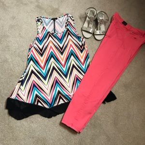 Cupio Multi-Color Tank- Handkerchief Hemline